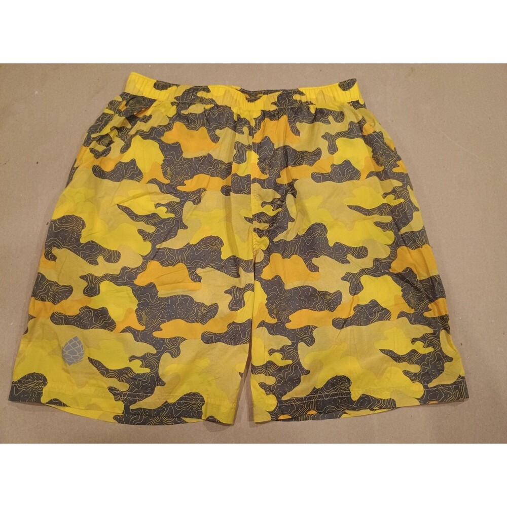 Stio Second Light Shorts Men’s L Yellow Camo Nylon Lined Athletic Shorts